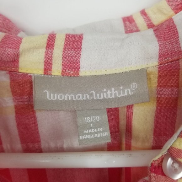 Woman Within Plaid Women's Short Sleeved Button Down Shirt Size Large - Picture 3 of 12